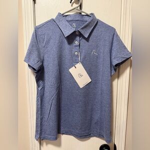 Rhoback Women’s Heather Blue Polo with Embroidered Logo